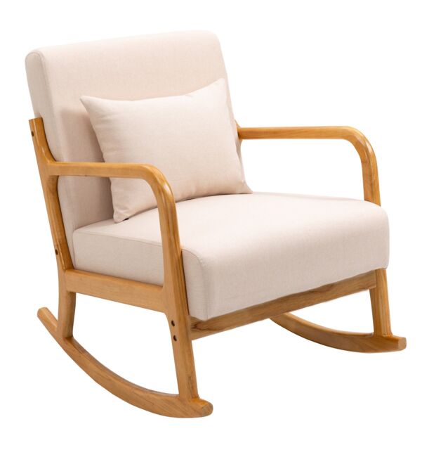 Nordlys Rocking Chair Scandinavian Rocking Chair Fabric in Beige - image 1