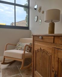 Nordlys Rocking Chair Scandinavian Rocking Chair Fabric in Beige - thumbnail 3