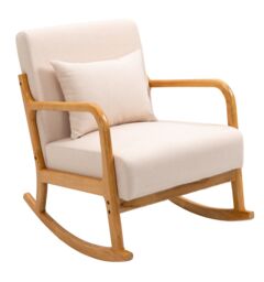 Nordlys Rocking Chair Scandinavian Rocking Chair Fabric in Beige - thumbnail 1