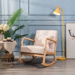 Nordlys Rocking Chair Scandinavian Rocking Chair Fabric in Beige - thumbnail 2