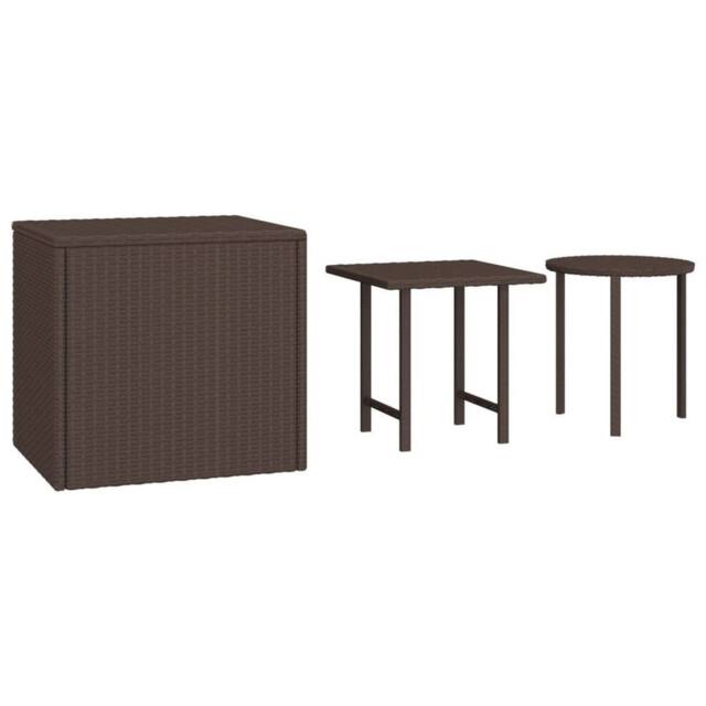 Berkfield Home Side Tables 3 pcs Brown Poly Rattan - image 1