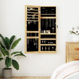 Berkfield Home Mirror Jewellery Cabinet Wall Mounted 37.5x10x106 cm in Brown