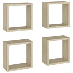 Berkfield Home Wall Cube Shelves 4 pcs Sonoma Oak 30x15x30 cm in Brown - Size: 30 x 15 x 30 cm - thumbnail 2