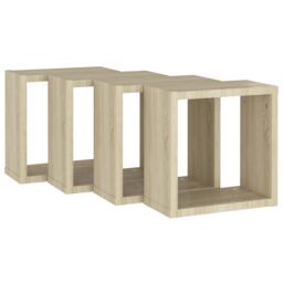 Berkfield Home Wall Cube Shelves 4 pcs Sonoma Oak 30x15x30 cm in Brown - Size: 30 x 15 x 30 cm - thumbnail 5