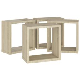 Berkfield Home Wall Cube Shelves 4 pcs Sonoma Oak 30x15x30 cm in Brown - Size: 30 x 15 x 30 cm - thumbnail 6