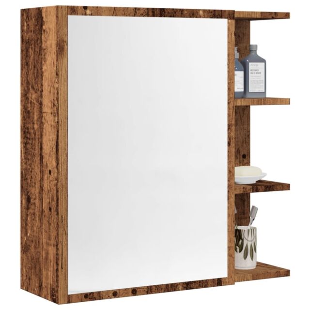 Berkfield Home Bathroom Mirror Cabinet Old Wood 62.5x20.5x64 cm Engineered Wood in Brown - image 1