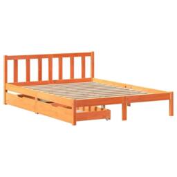Berkfield Home Bed Frame without Mattress Wax Brown 150x200 cm King Size Solid Wood Pine - thumbnail 3