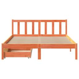 Berkfield Home Bed Frame without Mattress Wax Brown 150x200 cm King Size Solid Wood Pine - thumbnail 4