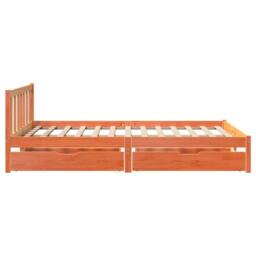 Berkfield Home Bed Frame without Mattress Wax Brown 150x200 cm King Size Solid Wood Pine - thumbnail 5