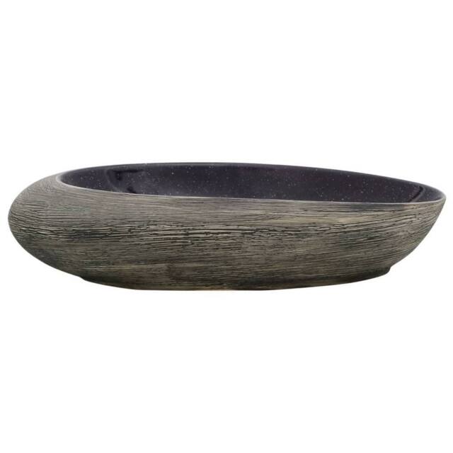 Berkfield Home Durable Countertop Basin Purple & Grey Oval 59x40x14 cm Ceramic - Size: 59 x 40 x 14 cm - image 1