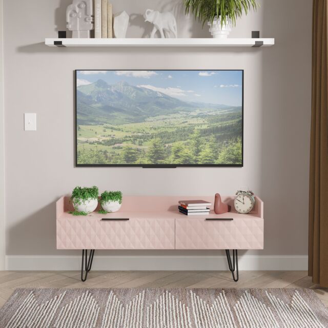 Ready Assembled 2 U Islay 2 Drawer Coffee TV Unit (Ready Assembled) in Dusty Pink - image 1
