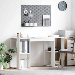 Berkfield Home White Computer Desk White Particle board Medium Storage - thumbnail 2
