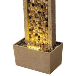 Teamson Home Garden Outdoor Water Feature, Tall Waterfall Water Fountain, With Warm LED Lights, Layered Rock Design, River Rock in Brown - thumbnail 5