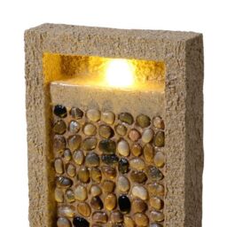 Teamson Home Garden Outdoor Water Feature, Tall Waterfall Water Fountain, With Warm LED Lights, Layered Rock Design, River Rock in Brown - thumbnail 4
