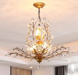 Garwarm Vintage Crystal Chandelier 8-Light K9 Crystal Chandeliers Gold