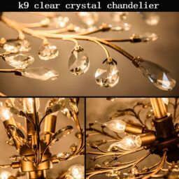 Garwarm Vintage Crystal Chandelier 8-Light K9 Crystal Chandeliers Gold - thumbnail 5