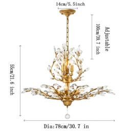 Garwarm Vintage Crystal Chandelier 8-Light K9 Crystal Chandeliers Gold - thumbnail 2