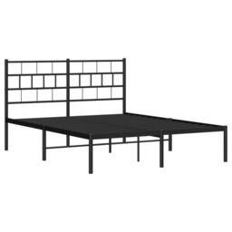 Berkfield Home Metal Bed Frame with Headboard Black 140x190 cm - thumbnail 4