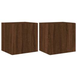 Berkfield Home TV Wall Cabinets with LED Lights 2 pcs Brown Oak 40.5x35x40 cm - thumbnail 3