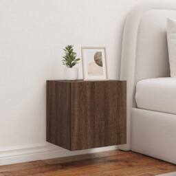 Berkfield Home TV Wall Cabinets with LED Lights 2 pcs Brown Oak 40.5x35x40 cm - thumbnail 2
