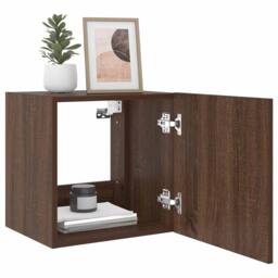 Berkfield Home TV Wall Cabinets with LED Lights 2 pcs Brown Oak 40.5x35x40 cm - thumbnail 6