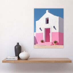 "Artery8 Spanish Pink Minimalist Architecture Painting Wall Art Print - Size: W18"" x H24""" - thumbnail 4