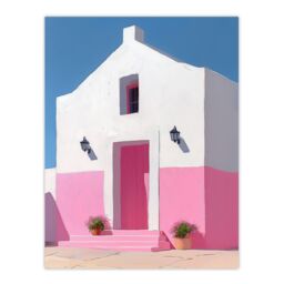 "Artery8 Spanish Pink Minimalist Architecture Painting Wall Art Print - Size: W18"" x H24""" - thumbnail 1