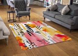 Benjamin Tate Design Abstract Fall Seamless Pattern In Bright Autumn Colours Designer Rug in Natural - Size: Large - thumbnail 2