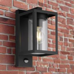 CGC Lighting Outside Wall Light Black Modern, E27 Bulb, Mains Powered, Garden, Porch, Patio Black PIR - thumbnail 1