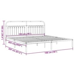 Berkfield Home Metal Bed Frame without Mattress with Headboard Black 193x203cm - Size: 193x203 cm - thumbnail 8