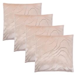 OHS 4 Pack Metallic Wave Cushion Covers Home Decor Set in Natural - Size: 45 cm x 45 cm - thumbnail 1