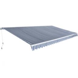 Berkfield Home Folding Awning Manual Operated 600 cm Blue/White in Blue - thumbnail 2