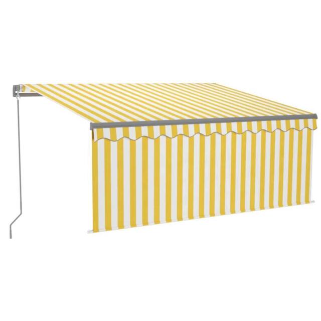 Berkfield Home Manual Retractable Awning with Blind&LED 3.5x2.5m Yellow&White - image 1