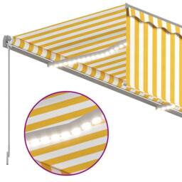 Berkfield Home Manual Retractable Awning with Blind&LED 3.5x2.5m Yellow&White - thumbnail 5