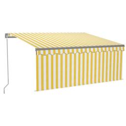 Berkfield Home Manual Retractable Awning with Blind&LED 3.5x2.5m Yellow&White - thumbnail 1