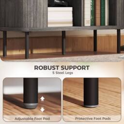 Wyld Haus Tayoyo Grey Mid Century Sideboard Slatted Sliding Doors - thumbnail 8