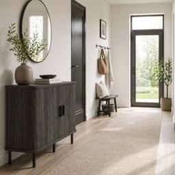 Wyld Haus Tayoyo Grey Mid Century Sideboard Slatted Sliding Doors - thumbnail 2