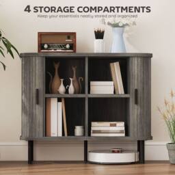 Wyld Haus Tayoyo Grey Mid Century Sideboard Slatted Sliding Doors - thumbnail 7