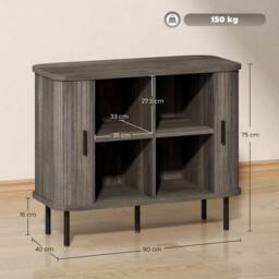Wyld Haus Tayoyo Grey Mid Century Sideboard Slatted Sliding Doors - thumbnail 4
