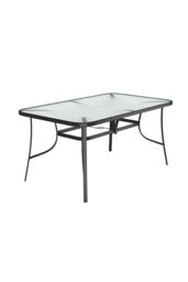 H&O Direct Tempered Glass Outdoor Coffee Table with Parasol Hole in Black - thumbnail 4