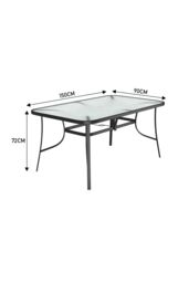 H&O Direct Tempered Glass Outdoor Coffee Table with Parasol Hole in Black - thumbnail 6