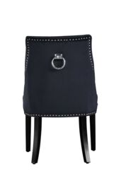 Life Interiors Set of 4 Velvet Dining Chairs Scoop Knockerback & Button Tufted, Solid Wood Legs in Black - thumbnail 5