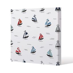 Benjamin Tate Design Red & Blue Sailboats (Canvas Print) / 77 x 77 x 4cm in Natural - Size: 77 x 77 x 4 cm - thumbnail 1