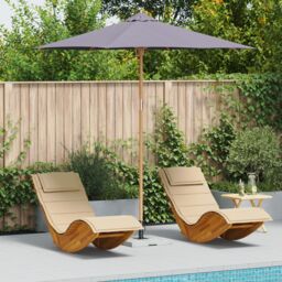 Berkfield Home Garden Parasol - Dark Grey, 270x260 cm, Bamboo in Grey - Size: 270x260 cm - thumbnail 1