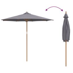 Berkfield Home Garden Parasol - Dark Grey, 270x260 cm, Bamboo in Grey - Size: 270x260 cm - thumbnail 6