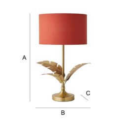 ValueLights Christina Fabric Drum Shade Gold Palm Leaf Table Lamp with LED Bulb in Burnt Orange - thumbnail 7