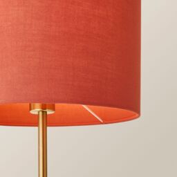 ValueLights Christina Fabric Drum Shade Gold Palm Leaf Table Lamp with LED Bulb in Burnt Orange - thumbnail 4