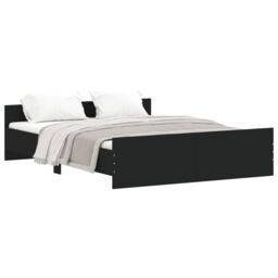 Berkfield Home Bed Frame with Headboard & Footboard Black 150x200 cm King Size - thumbnail 2