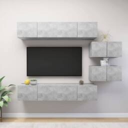 Berkfield Home Modern 6 Piece TV Cabinet Set Concrete Grey Engineered Wood - thumbnail 2