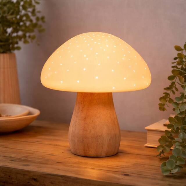 Dragodirect Mushroom Table Lamp Retro Bedside Night Light in Brown - image 1